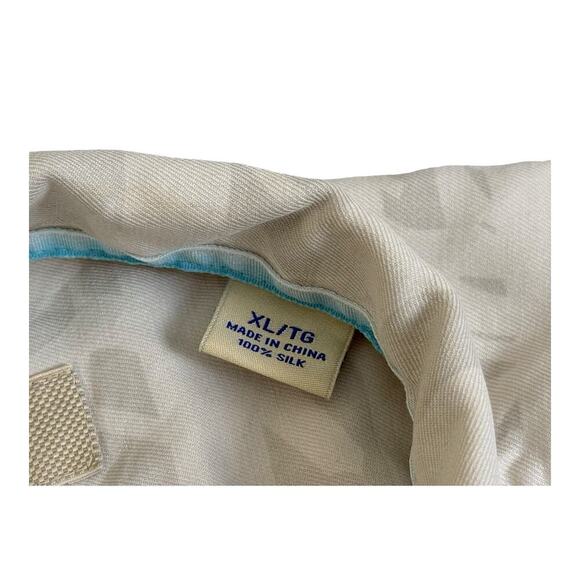 Tommy Bahama Mens XL 100% Silk white Palm Tree Tropical SS Button Down - Picture 11 of 13